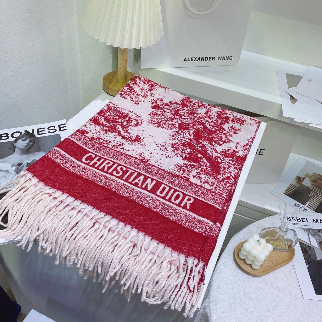 Dior Toile Print Fringed Scarf