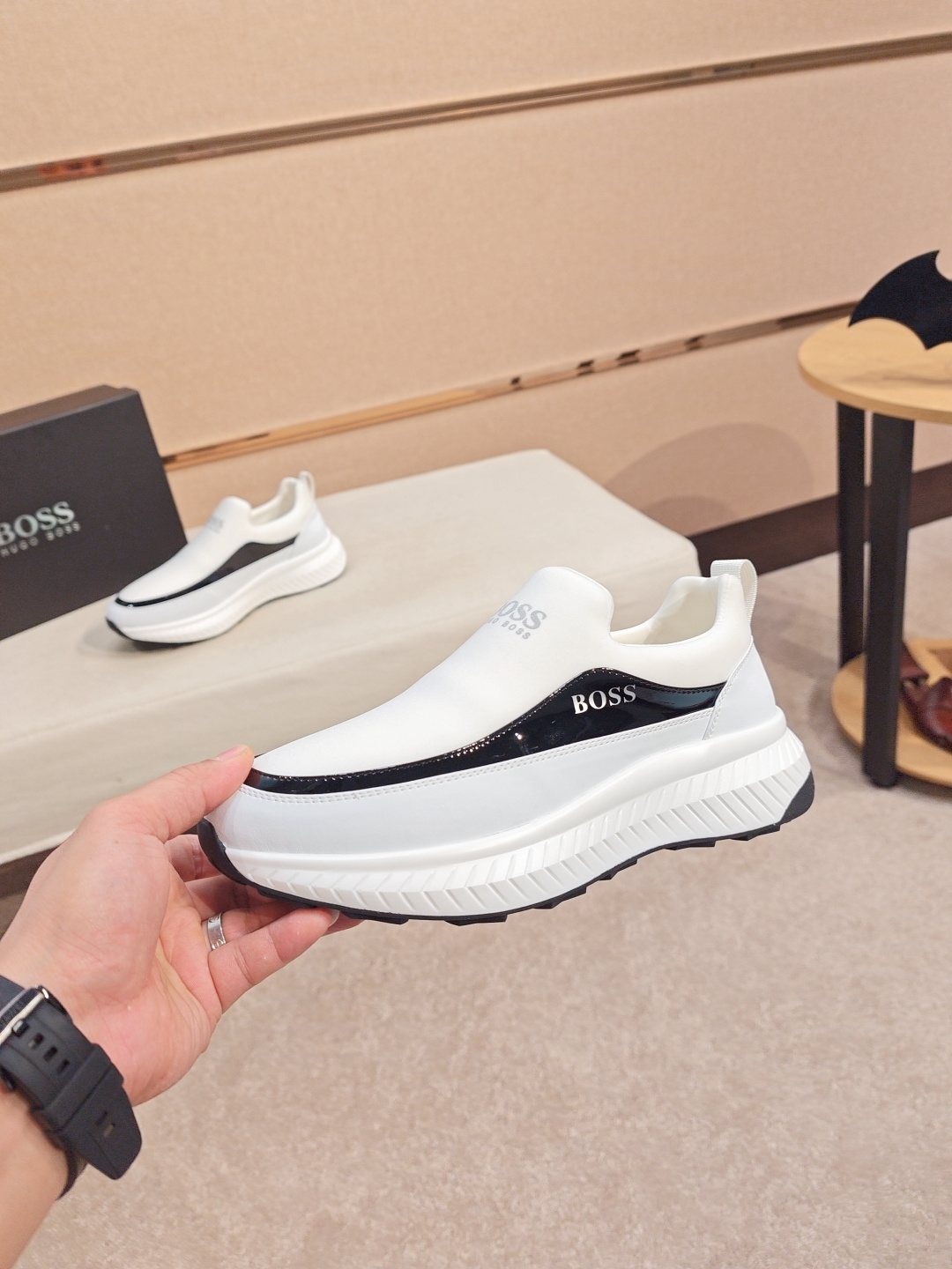 BOSS Contrast-Panel Slip-On Sneakers